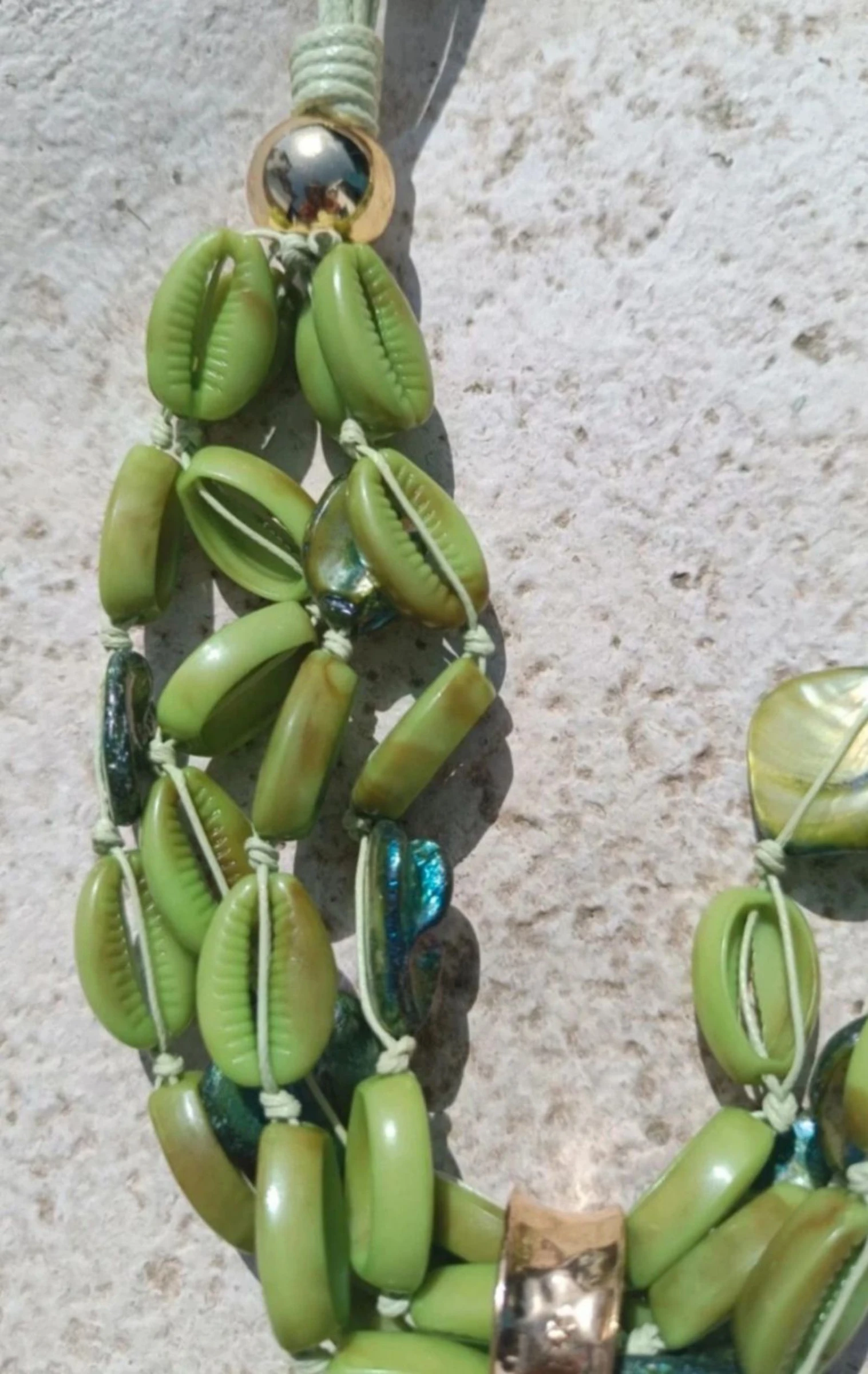 Boho necklace. Summer beads. Green and gold color. – photo 9